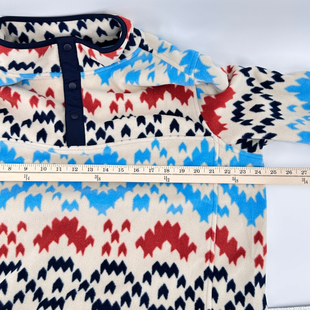Lands' End Mens Large‎ Fleece Pullover Aztec Print Snaps Mock Neck L Sweater - Picture 9 of 12